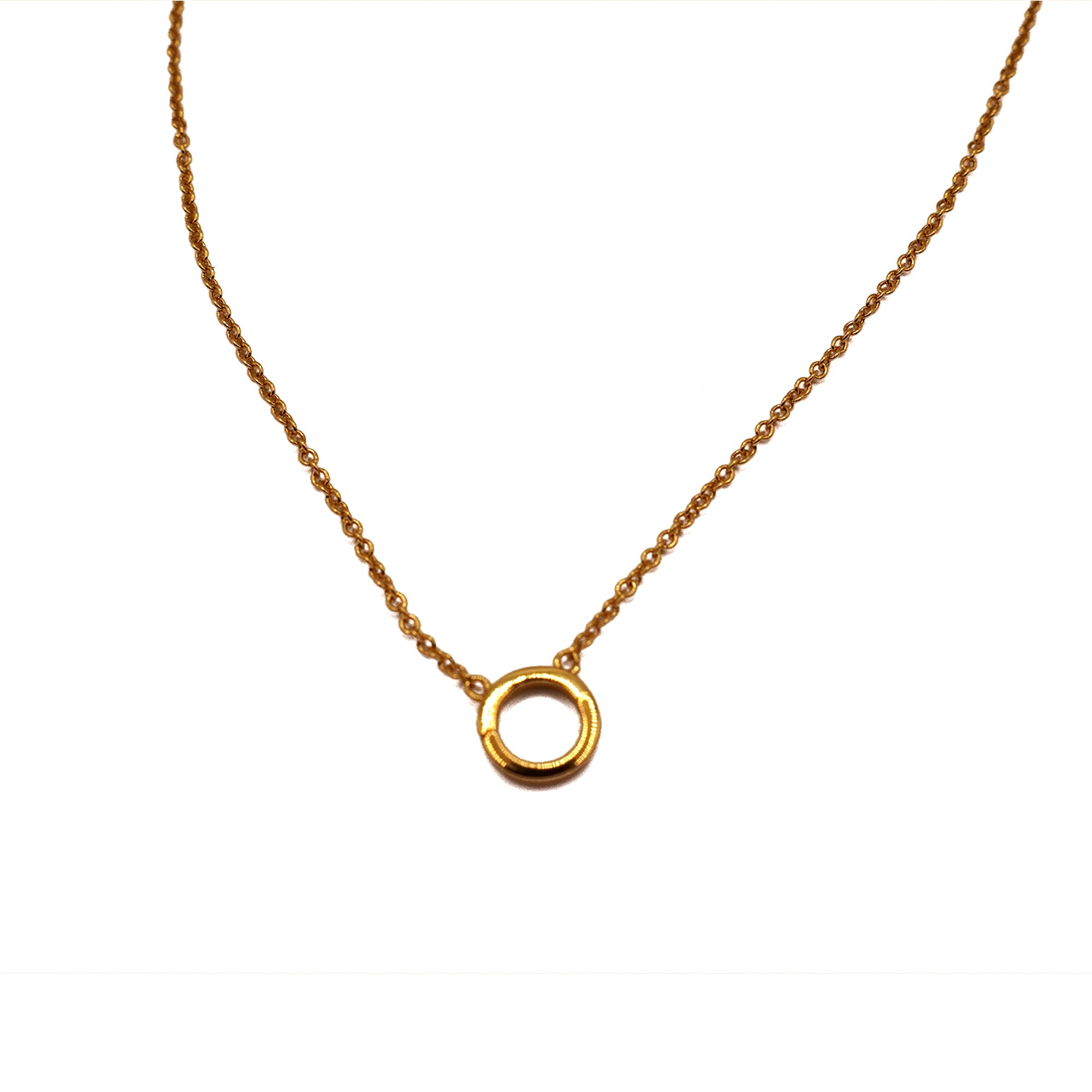 Gold Plated Circle Charm Necklace
