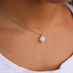 Rainbow Moonstone with white Cz Necklace