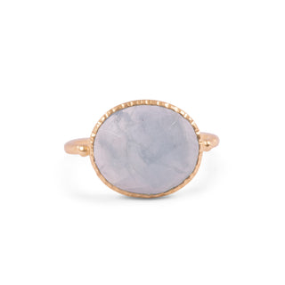Gold Plated Ring with Aquamarine Stone - Size
