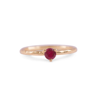 ***Gold Plated Ring with Dyed Ruby Stone - Size