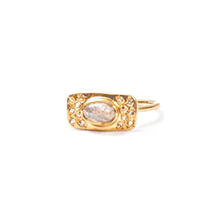 Gold Plated Rainbow Moonstone Plate Ring