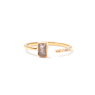 ***Gold Plated Labradorite and White Topaz Pave Split Ring