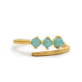 ***Gold Plated 3 Amazonite Open Ring Adjustable