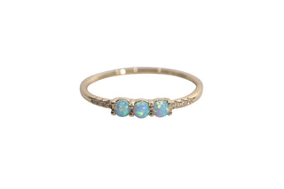 Triple Opal Ring with Stone Accents - Size
