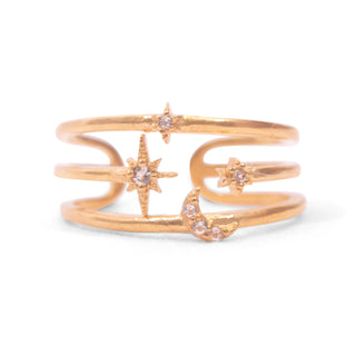 ***Celestial Open Ring- Gold Plated Brass