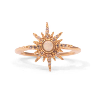 Starburst with Opal Open Ring- Gold Plated Brass