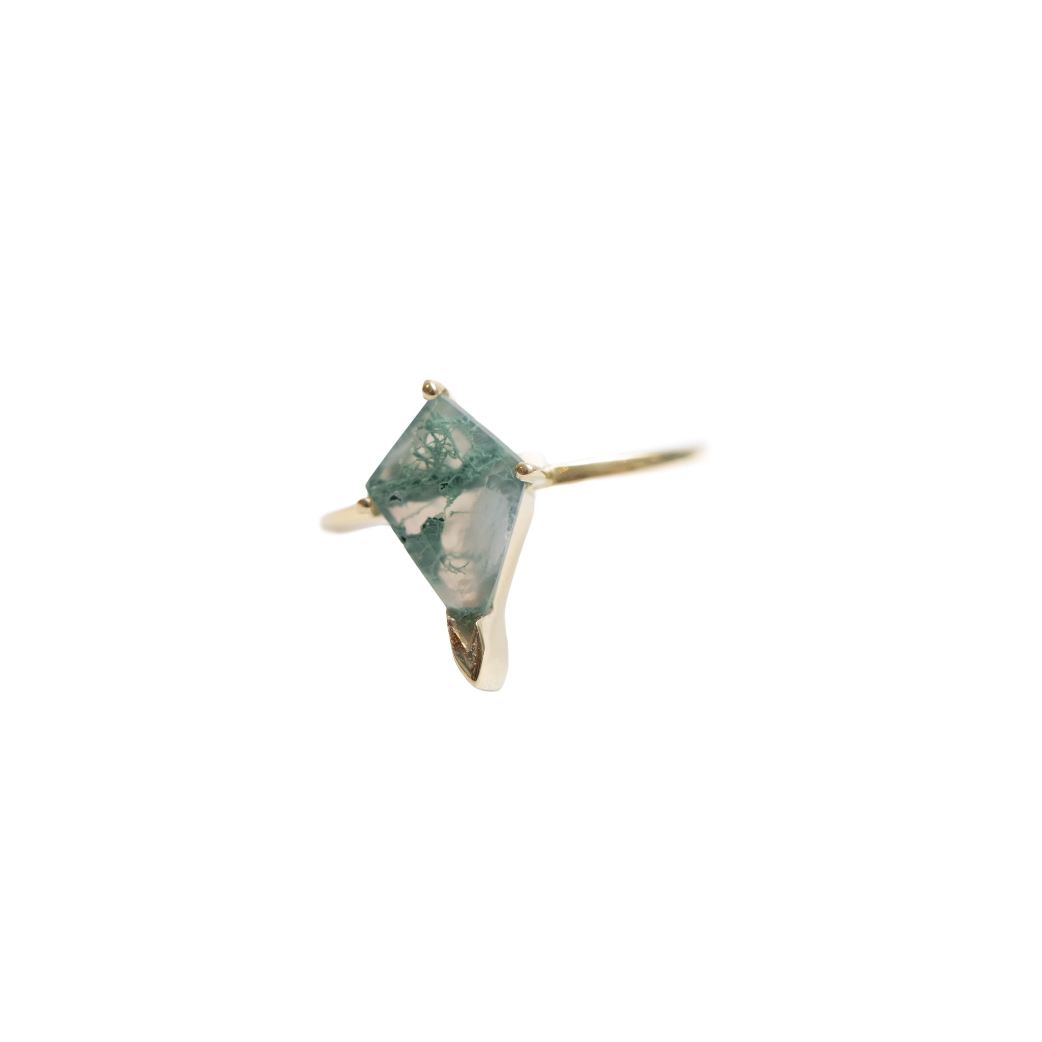 Moss Agate Diamond Shape Adjustable Ring