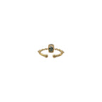 Moss Agate With White CZ detail Ring