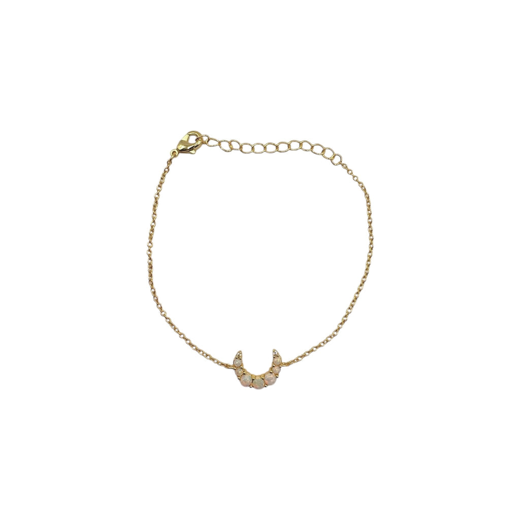 White Opal Crescent Moon Bracelet