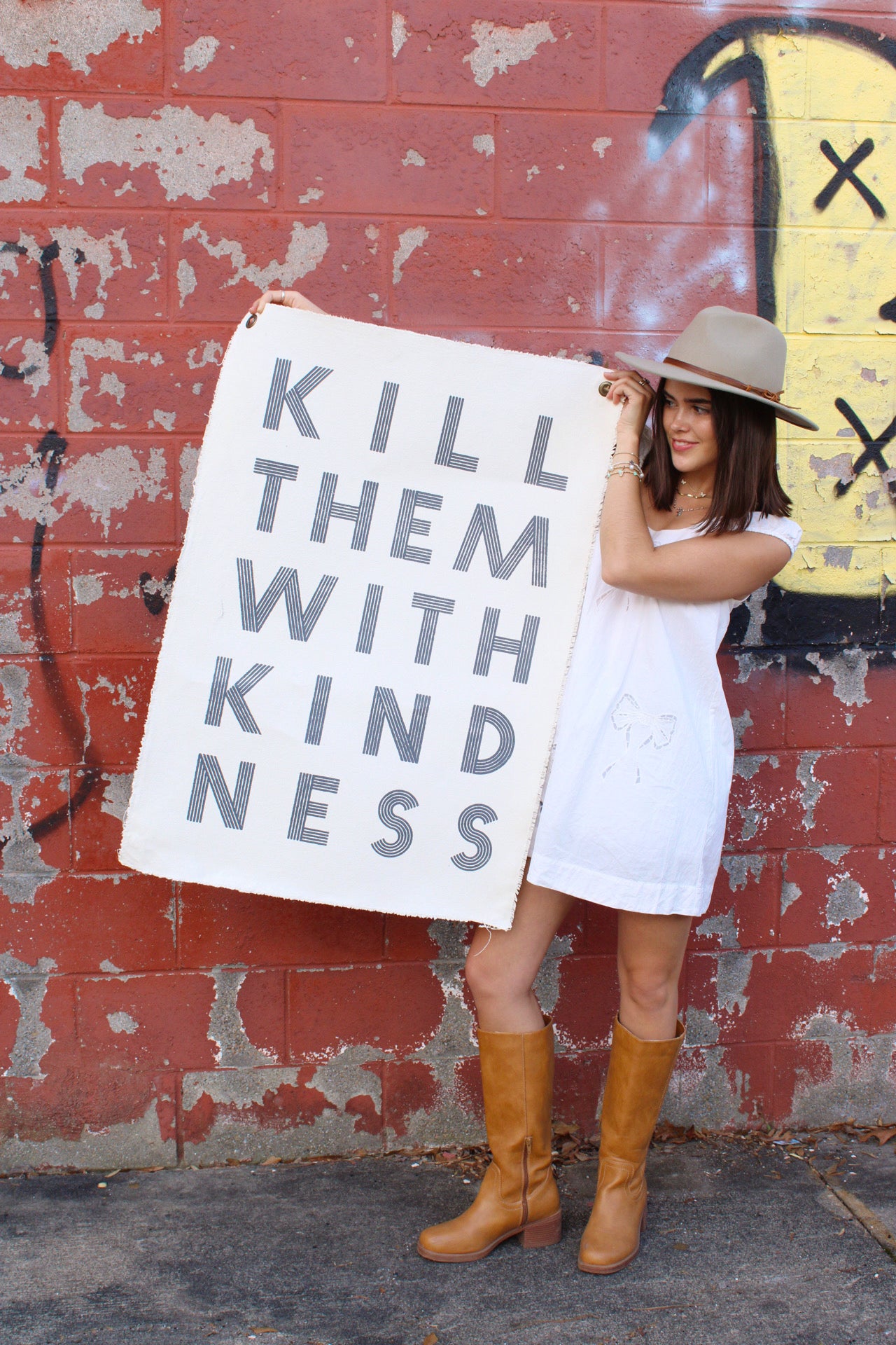 ***Kill Them With Kindness Hand Painted Wall Hanging - 25"x37"