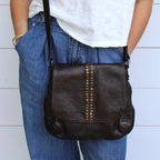 Studded Retro Flap Bag Brown