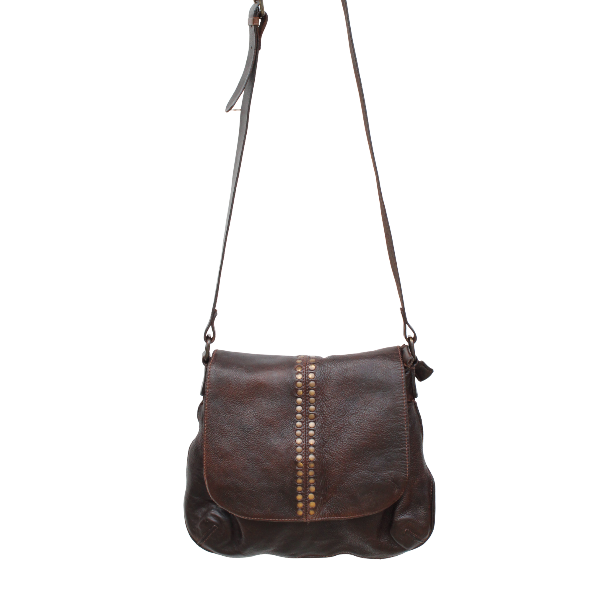 Studded Retro Flap Bag Brown