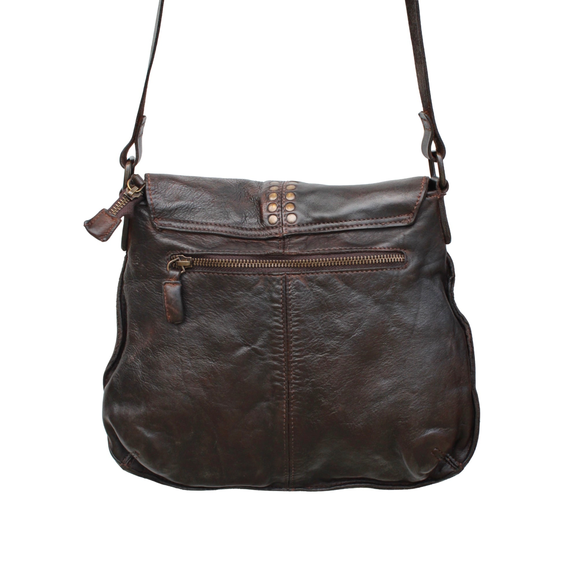 Studded Retro Flap Bag Brown