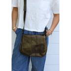 Studded Retro Flap Bag Moss