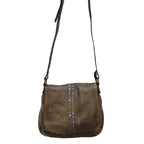 Studded Retro Flap Bag Moss