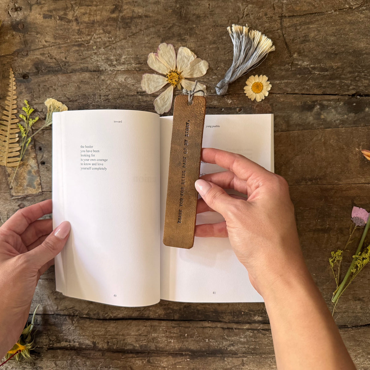 Thank You For Being Part Of My Story Leather Bookmark