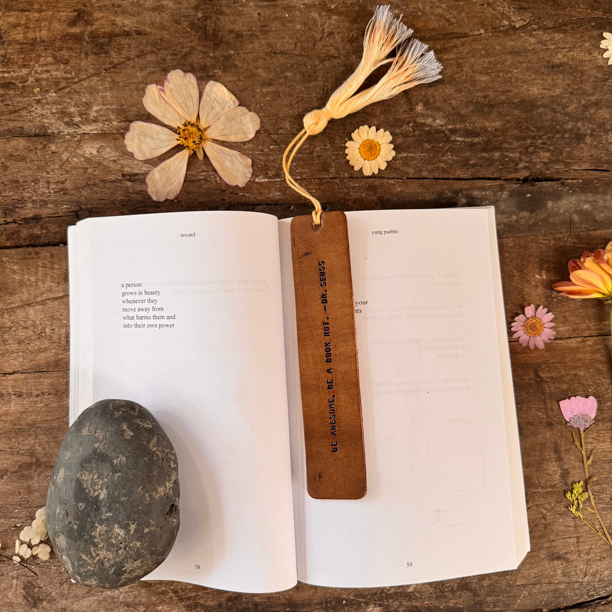 Be Awesome, Be A Book Nut Leather Bookmark
