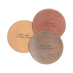 Happy Hour Leather Coaster in Auburn - Set of 4