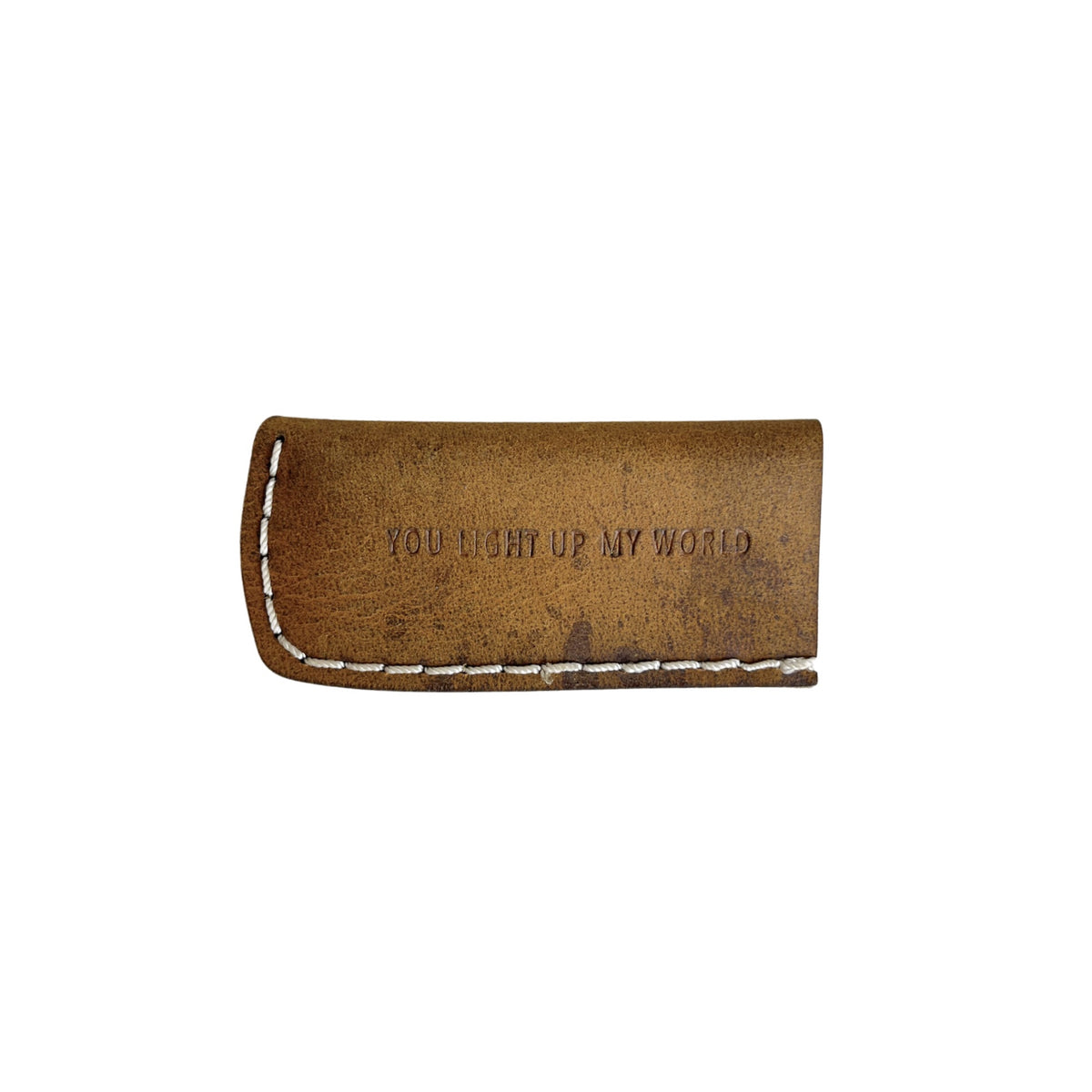 Light Up My World Leather Lighter Cover - Maple