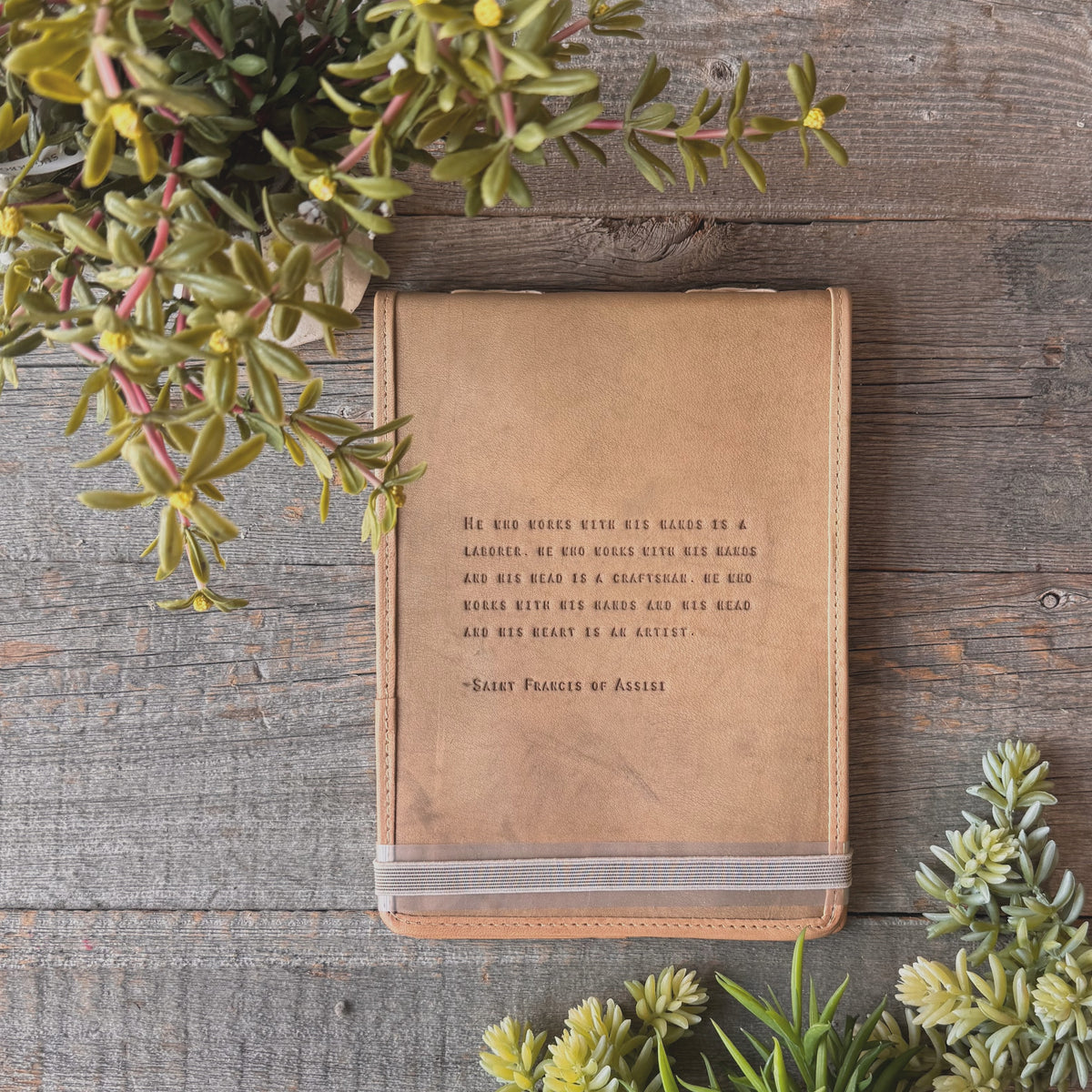His Heart Is An Artist Signature Leather Journal - Honey