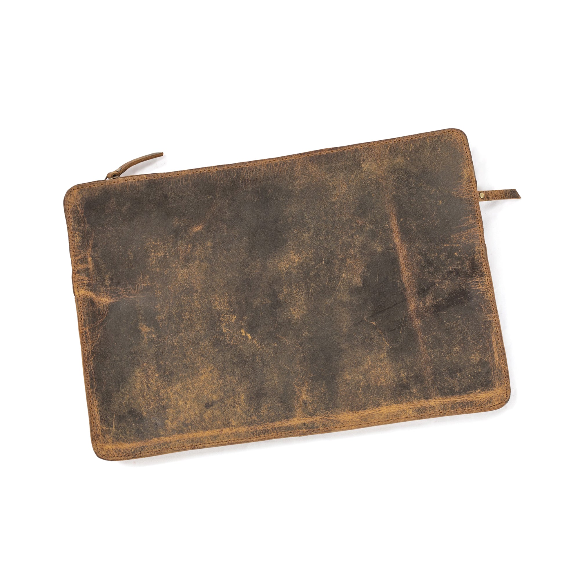 ***Scratched Brown Leather Laptop/Computer Sleeve 14.75"x10"fin