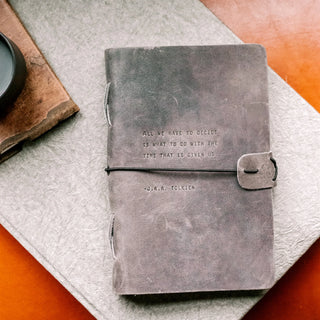 J.R.R. Tolkien Artisan Leather Journal in Charcoal - 5.75 x 8.75