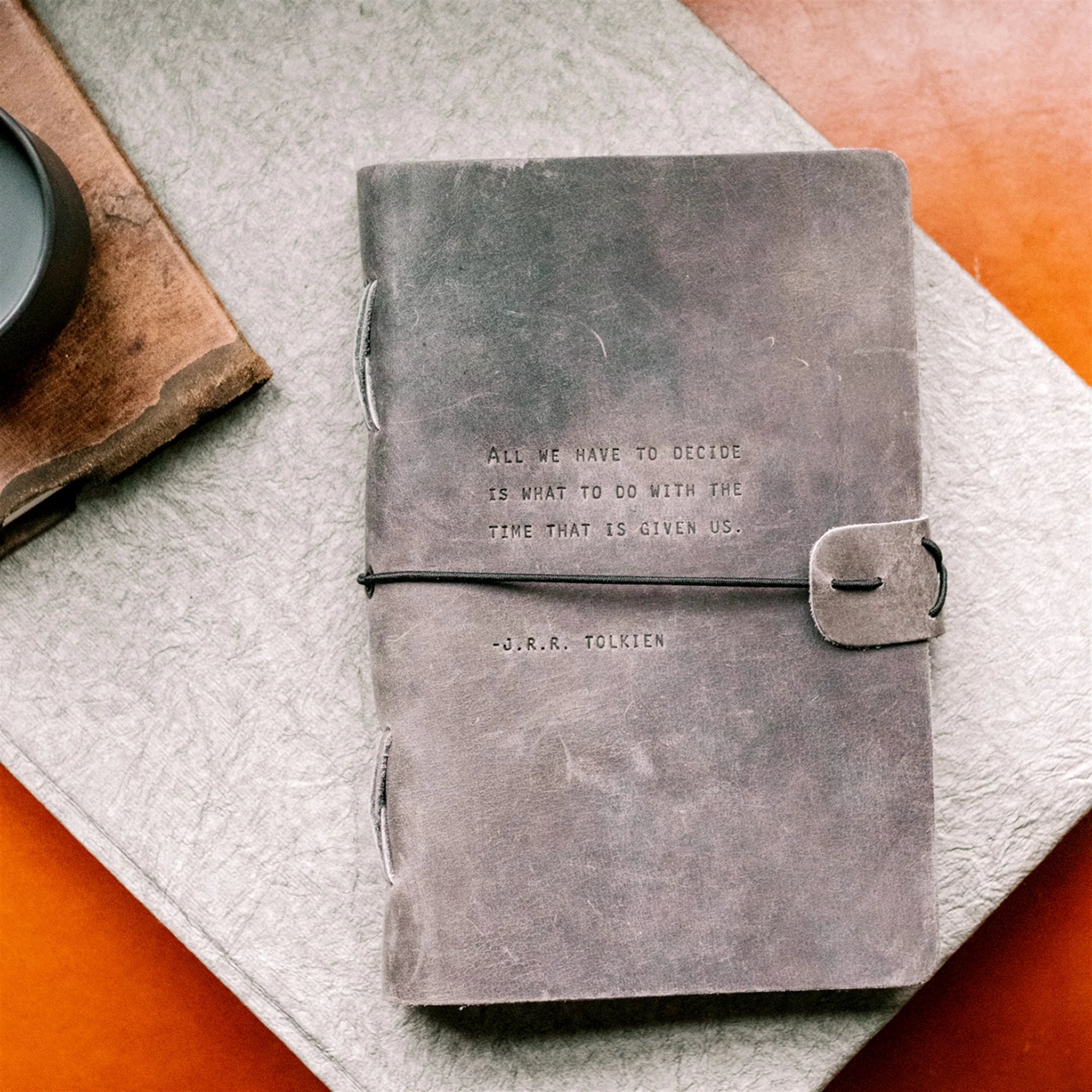 J.R.R. Tolkien Artisan Leather Journal in Charcoal - 5.75 x 8.75
