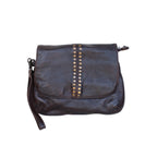 Studded Retro Flap Wristlet Brown