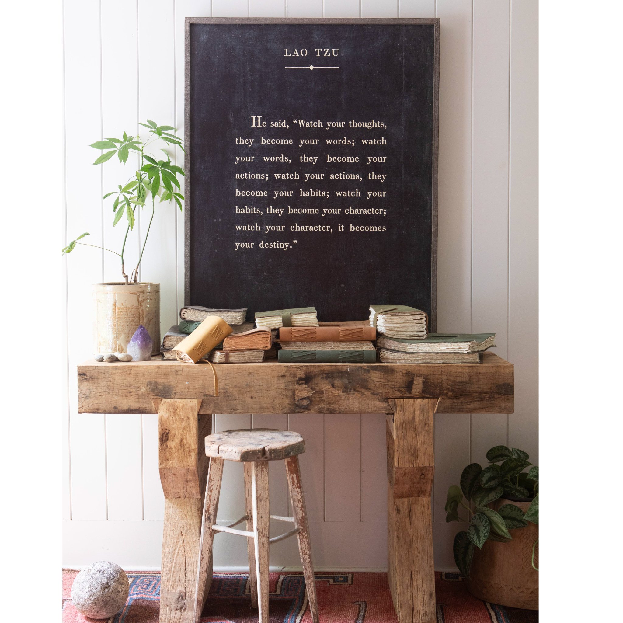 Lao Tzu Book Collection (Grey Wood) Art Print