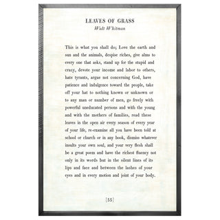 Leaves of Grass -  Poetry Collection (Grey Wood) - Art Print