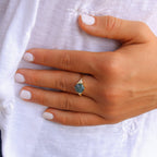Moss Agate Hexagon Adjustable Ring