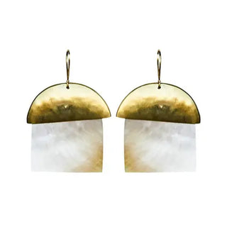 Zia Earring, Brass, Mother Of Pearl, Light