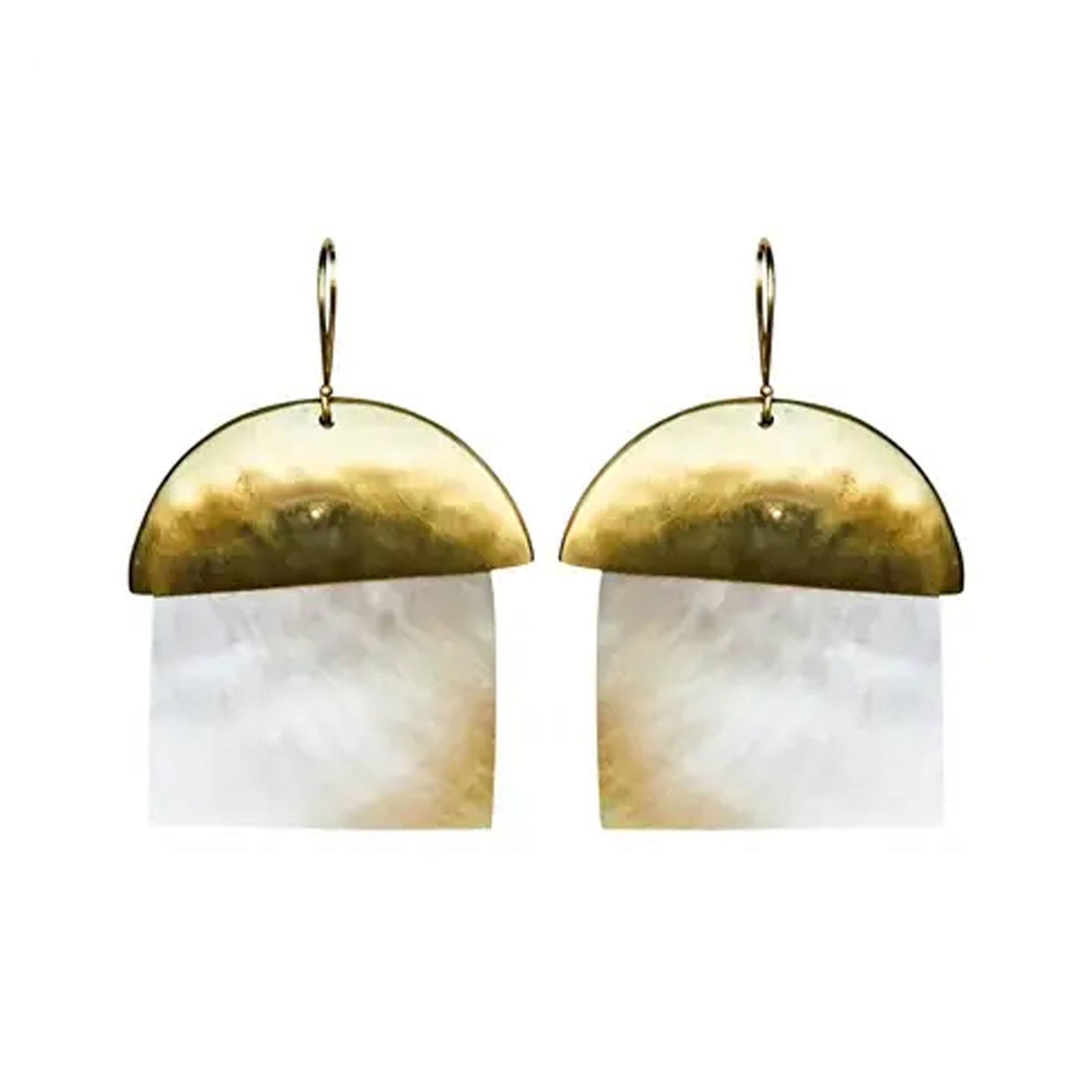 Zia Earring, Brass, Mother Of Pearl, Light