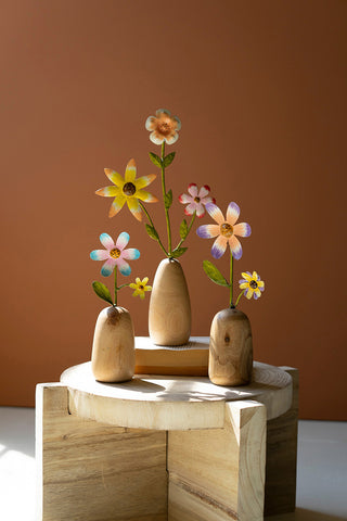Painted Metal Flower w/ Wood Base