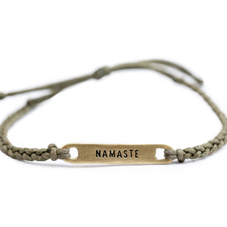 Brass Namaste Braided Bracelet - Green - Adjustable