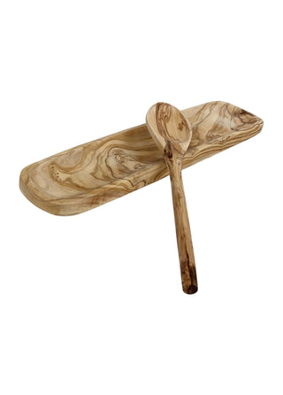 ***Olive Wood Rectangular Tapas Dish 14"