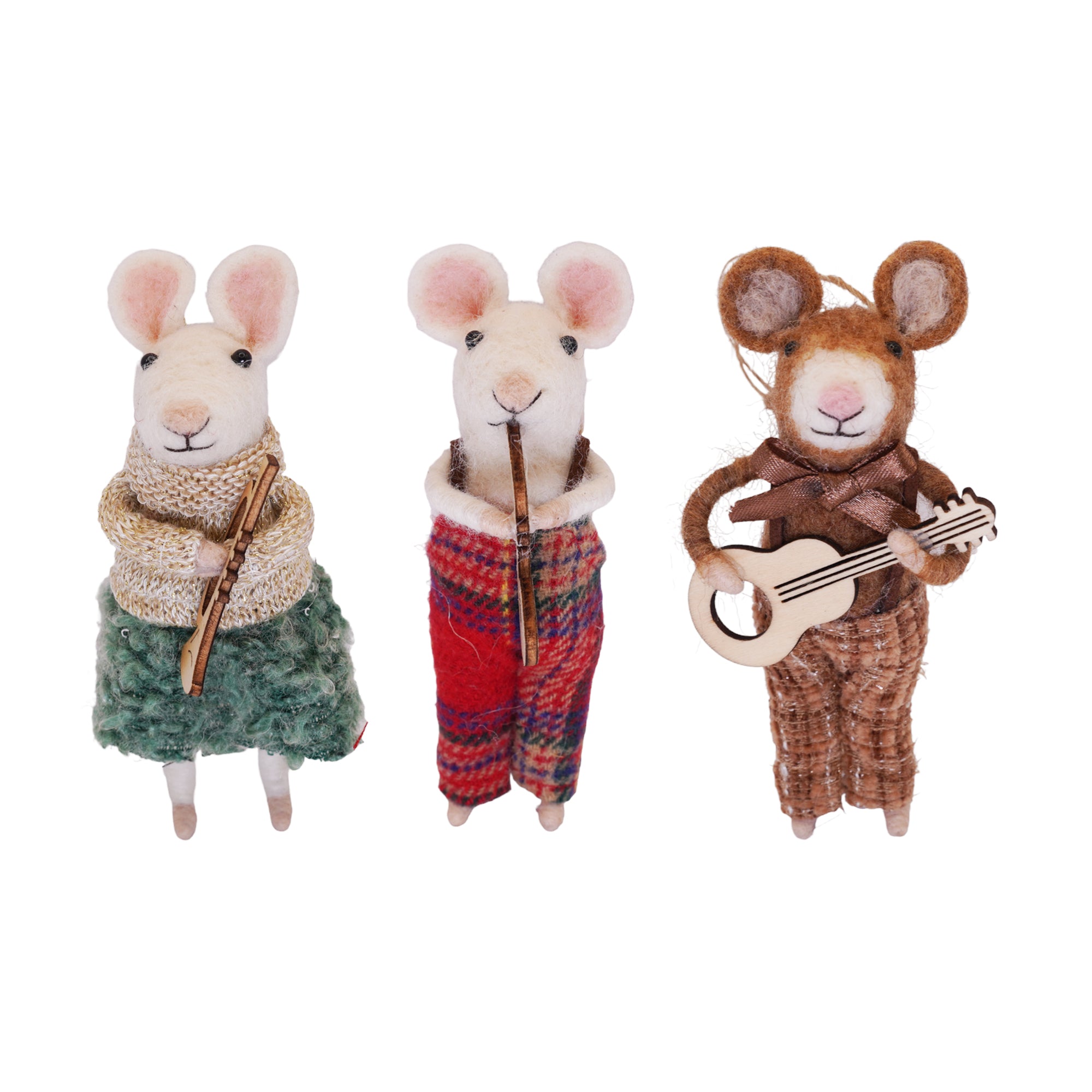 Wool Felt Mice with Heart Ornament – Sugar and Bruno