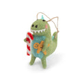 Light Green Dinosaur with Gingerbread Man Ornament