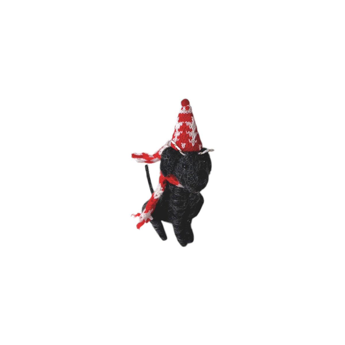 Mutley Crew Black Dog with Beanie Ornament