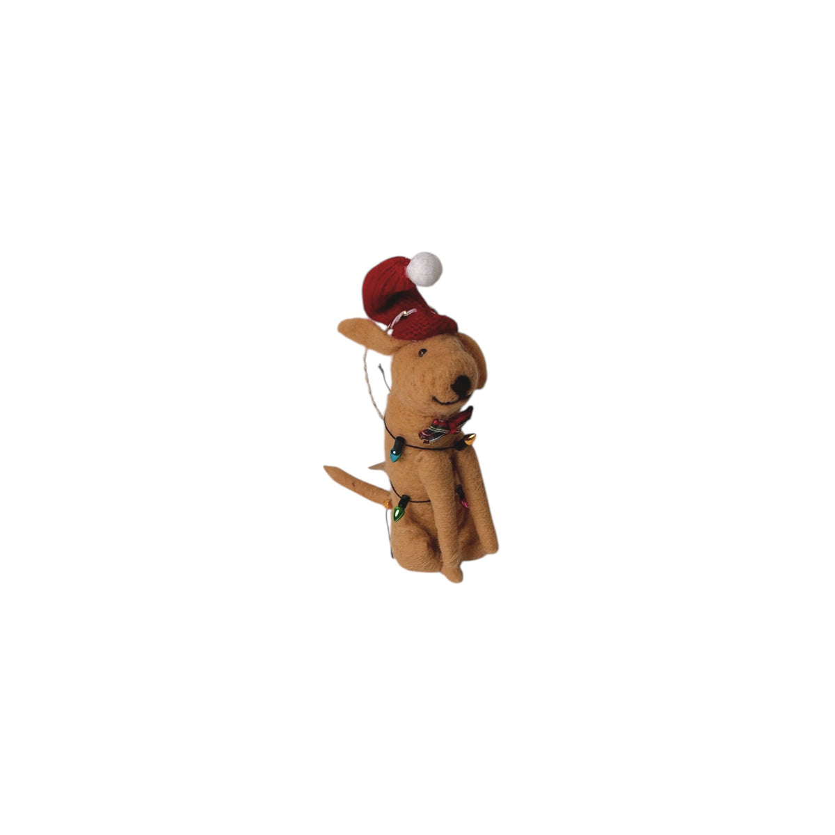 Mutley Crew Tan Dog with Lights and Bow Tie Ornament