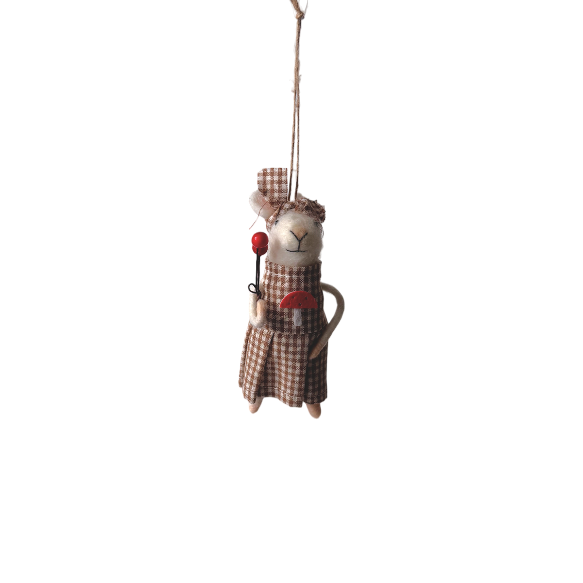 Felt Plaid with Berries Mouse Ornament