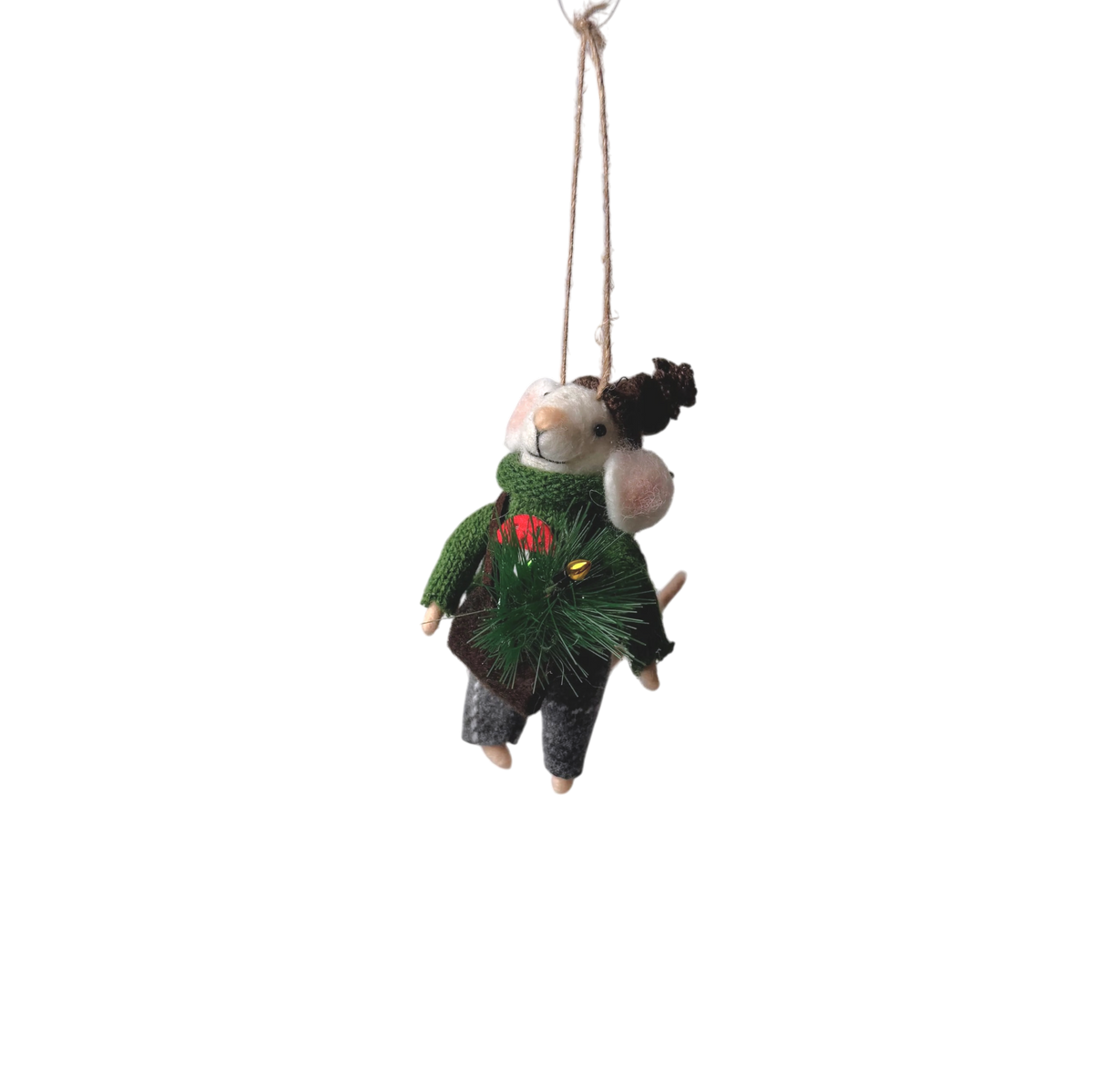 Felt Mushroom Sweater Mouse Ornament