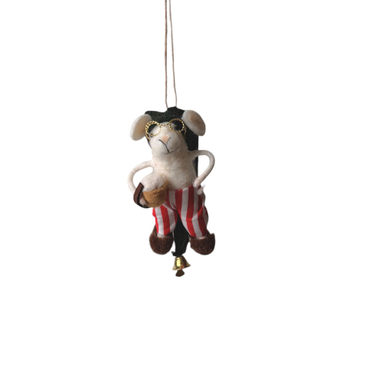 Felt Red Stripped PJ Pants Mouse Ornament