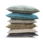 Sage Velvet Pillow With Poms 22x22