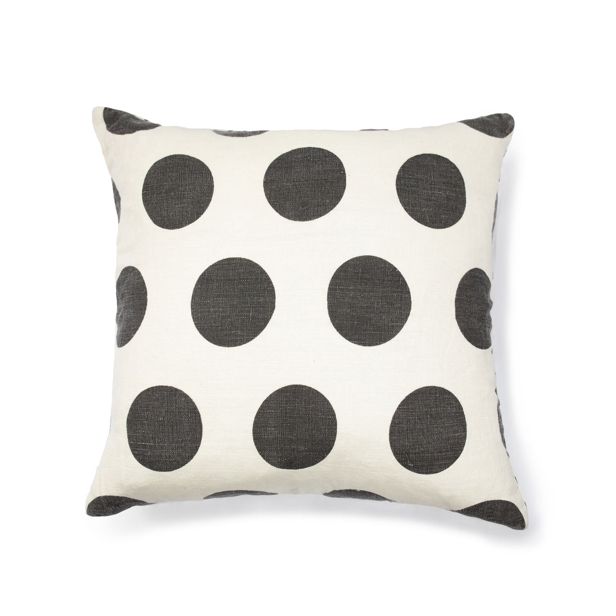 ***Reversible Polka Dot Cream Linen Pillow 24x24