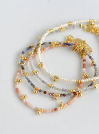 Gold Beaded Dangling Bracelet - Labradorite