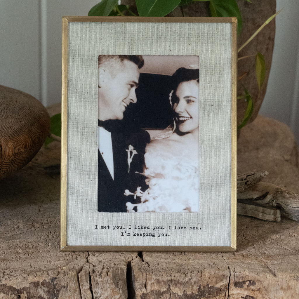 I Met You Brass Linen Frame 7.5x8.5