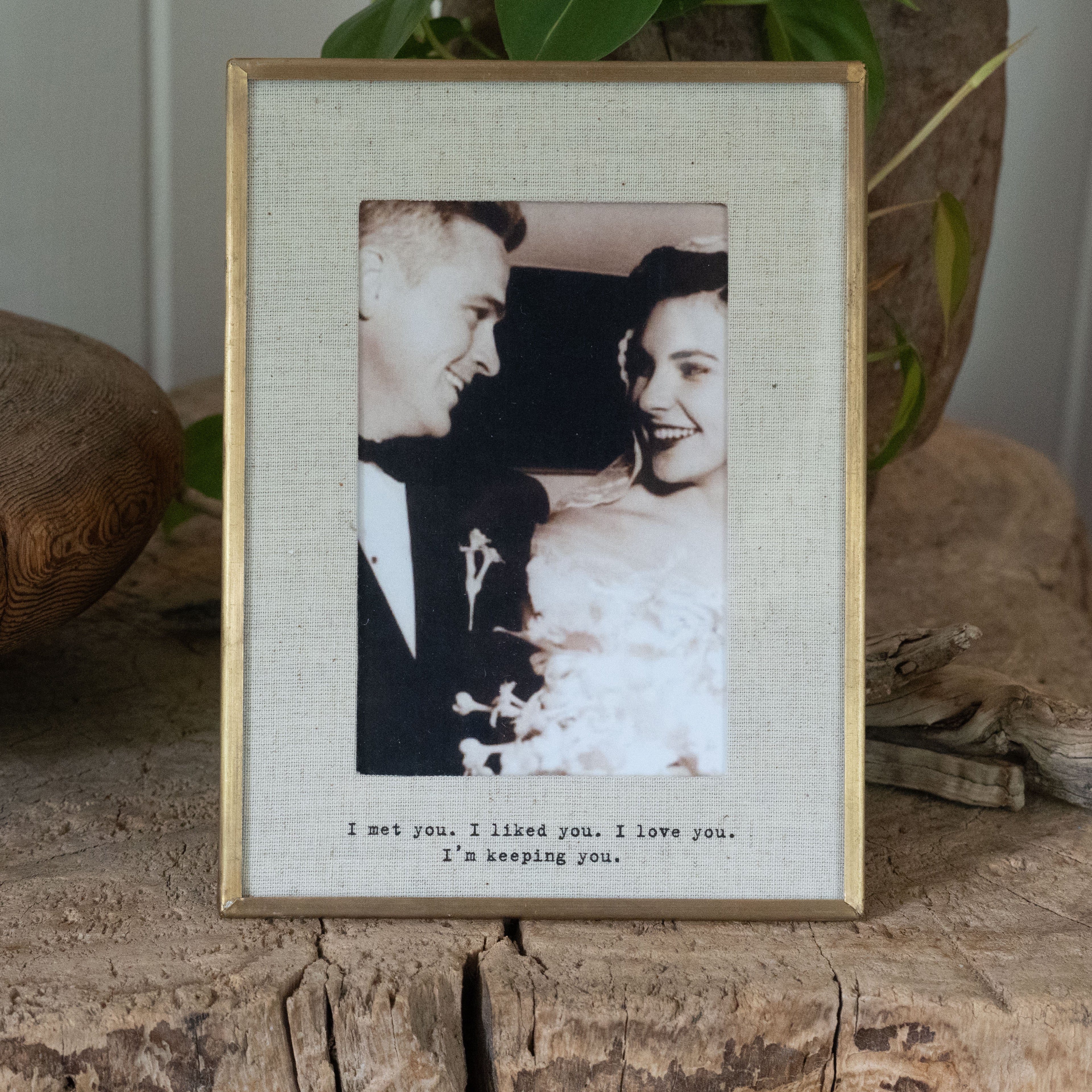 I Met You Brass Linen Frame 7.5x8.5