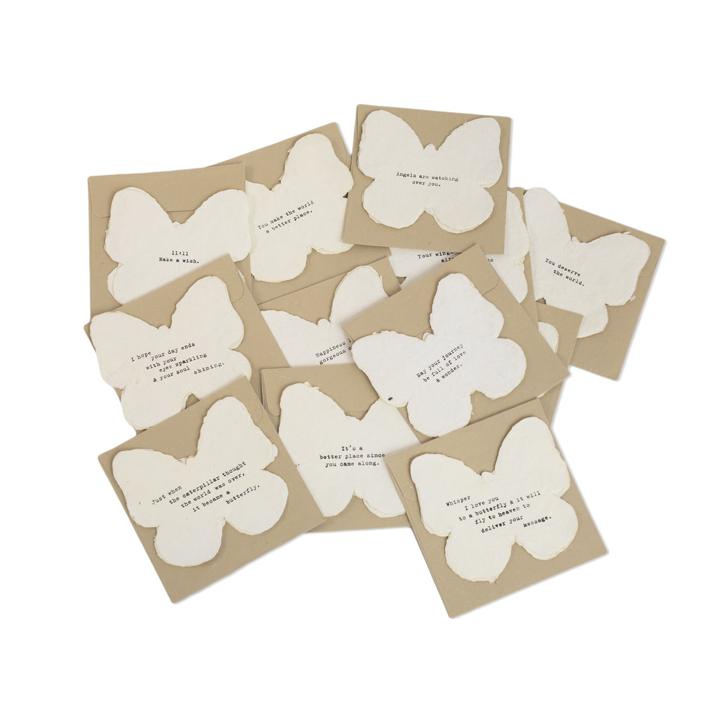 Butterfly Mini Deckled Cards & Envelopes - Assorted Set of 25