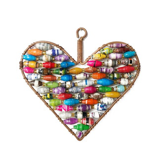 Paper Bead Ornament- Heart, Multicolor Multicolor